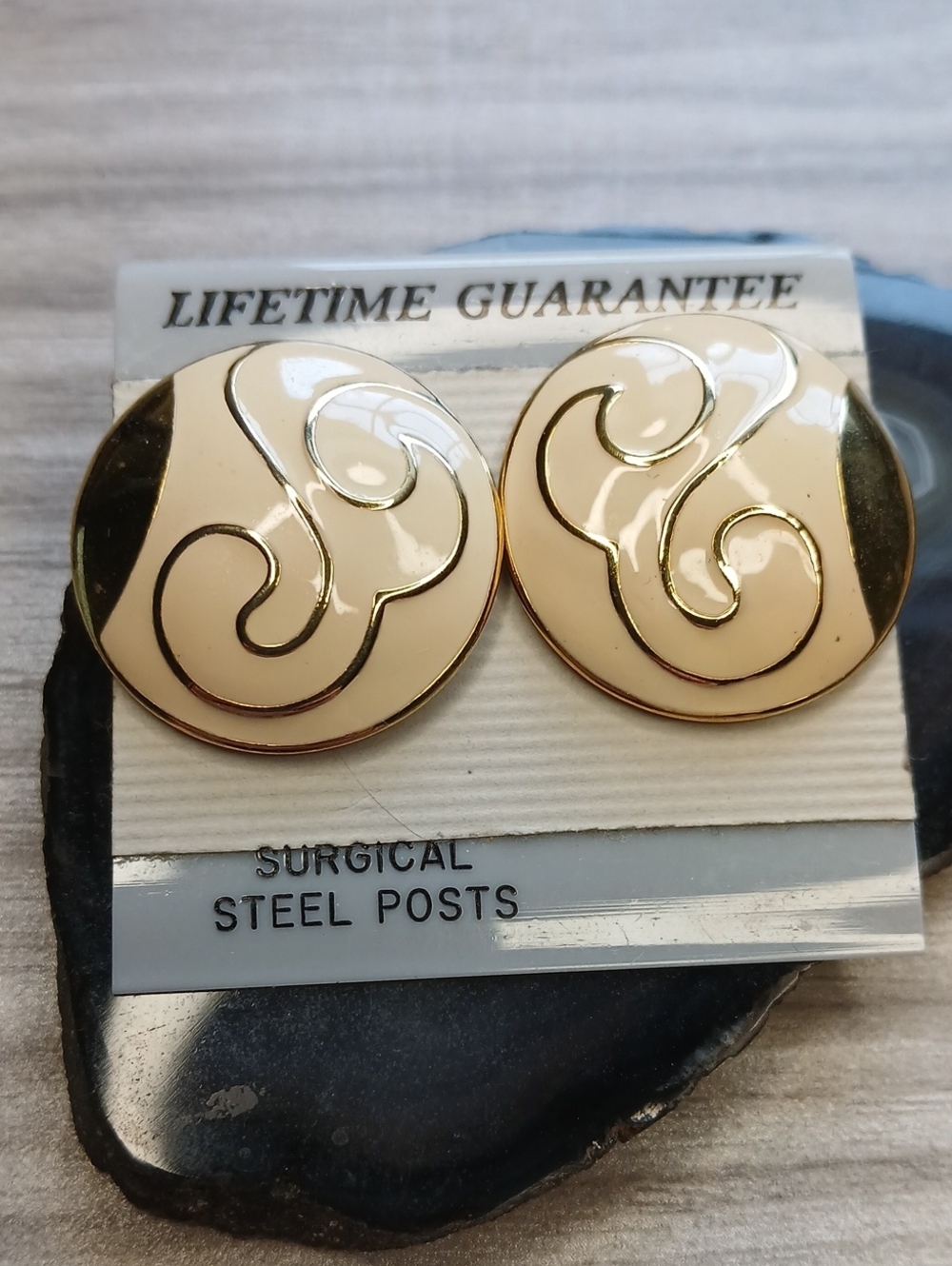 5 For $25 VTG Gold-Tone Cream Swirl Earrings
